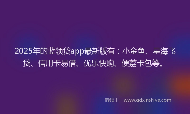 2025年的蓝领贷app最新版有：小金鱼、星海飞贷、信用卡易借、优乐快购、便荔卡包等。