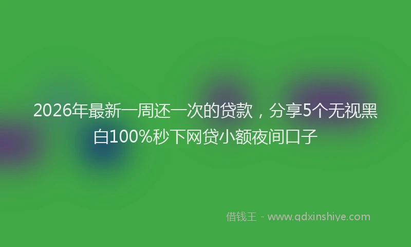 2026年最新一周还一次的贷款,分享5个无视黑白100%秒下网贷小额夜间口子