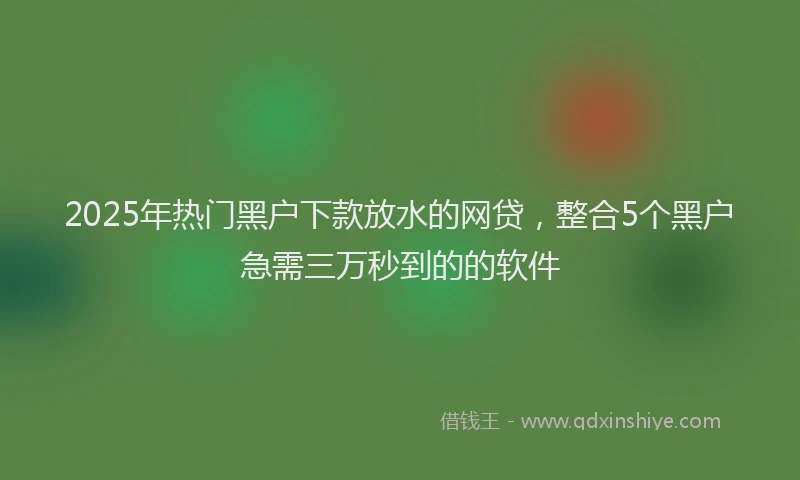 2025年热门黑户下款放水的网贷，整合5个黑户急需三万秒到的的软件