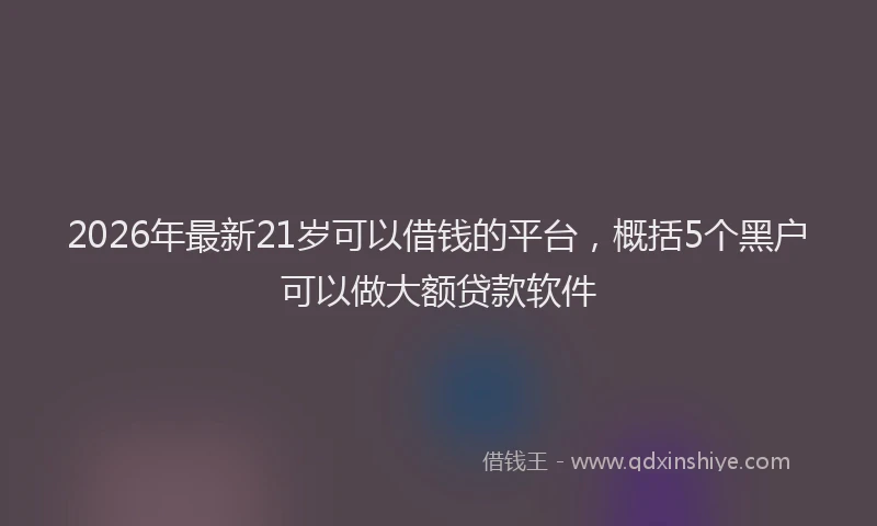 2026年最新21岁可以借钱的平台，概括5个黑户可以做大额贷款软件