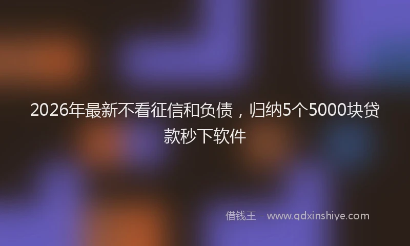 2026年最新不看征信和负债，归纳5个5000块贷款秒下软件