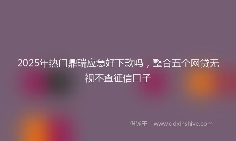 2025年热门鼎瑞应急好下款吗，整合五个网贷无视不查征信口子