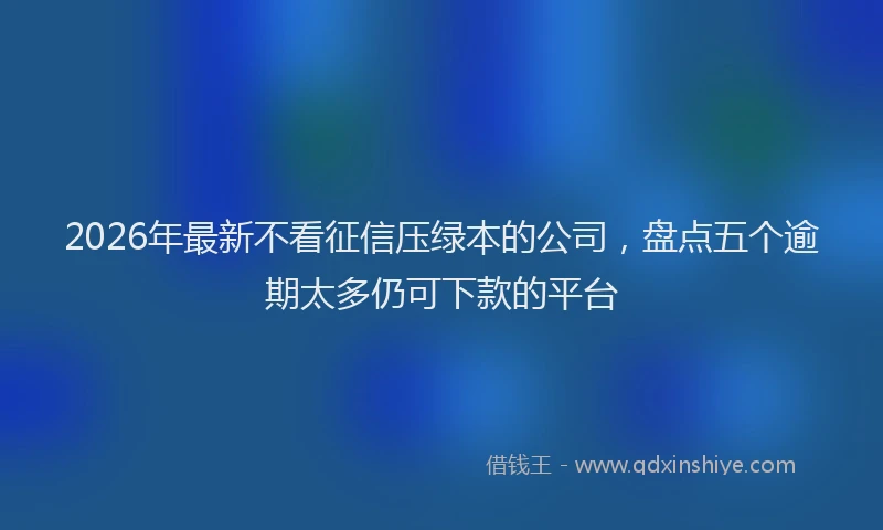 2026年最新不看征信压绿本的公司,盘点五个逾期太多仍可下款的平台