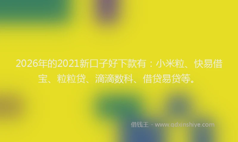 2026年的2021新口子好下款有：小米粒、快易借宝、粒粒贷、滴滴数科、借贷易贷等。