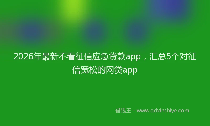 2026年最新不看征信应急贷款app,汇总5个对征信宽松的网贷app