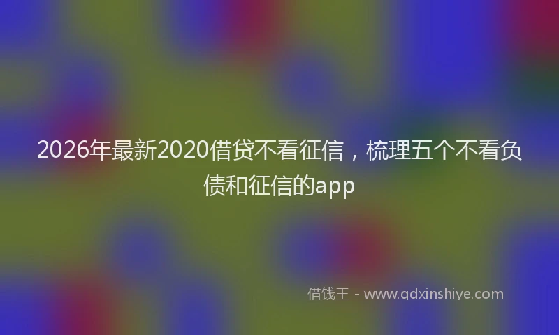 2026年最新2020借贷不看征信，梳理五个不看负债和征信的app