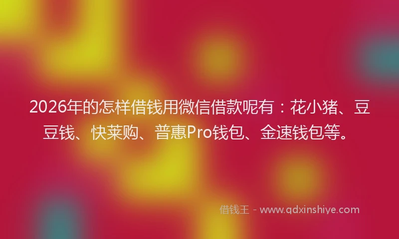 2026年的怎样借钱用微信借款呢有：花小猪、豆豆钱、快莱购、普惠Pro钱包、金速钱包等。