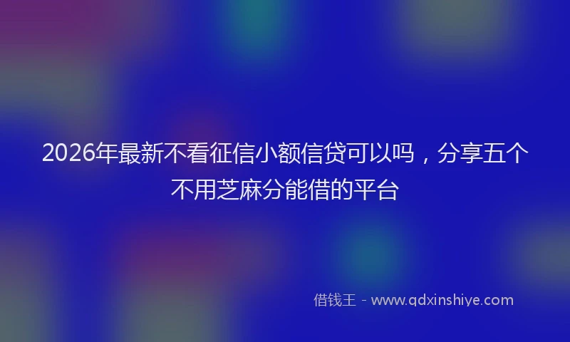 2026年最新不看征信小额信贷可以吗，分享五个不用芝麻分能借的平台