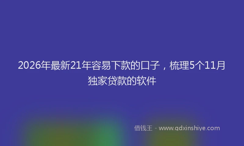 2026年最新21年容易下款的口子，梳理5个11月独家贷款的软件