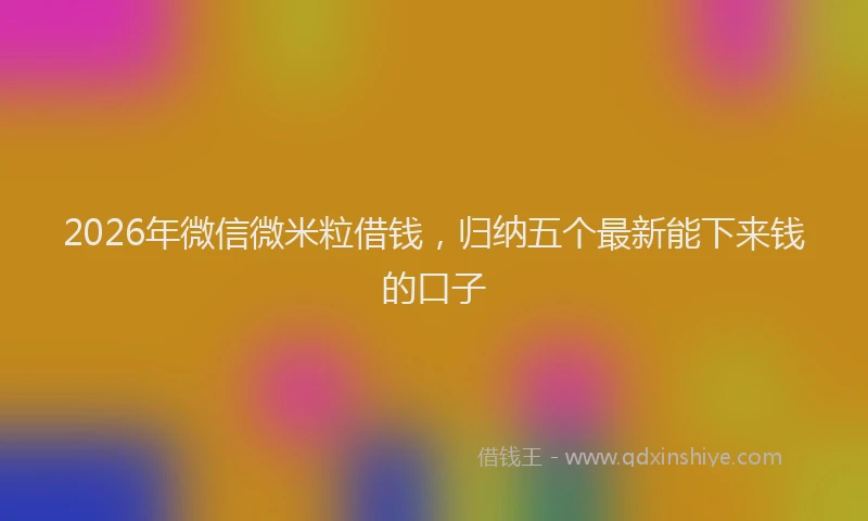 2026年微信微米粒借钱，归纳五个最新能下来钱的口子