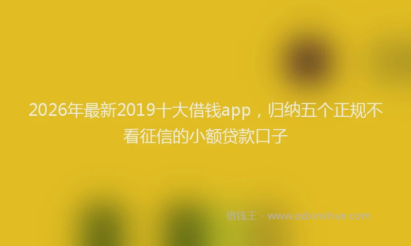 2026年最新2019十大借钱app,归纳五个正规不看征信的小额贷款口子