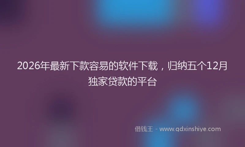 2026年最新下款容易的软件下载，归纳五个12月独家贷款的平台