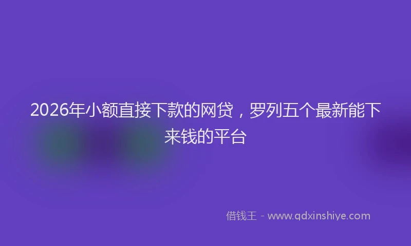 2026年小额直接下款的网贷，罗列五个最新能下来钱的平台