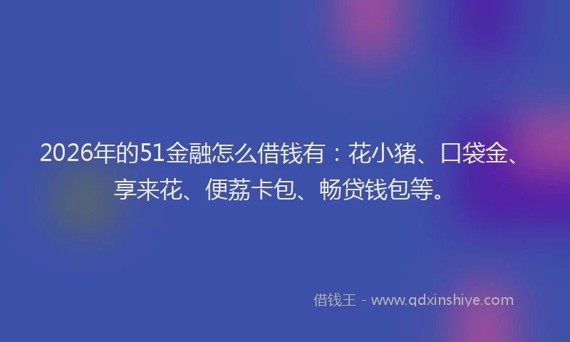 2026年的51金融怎么借钱有：花小猪、口袋金、享来花、便荔卡包、畅贷钱包等。