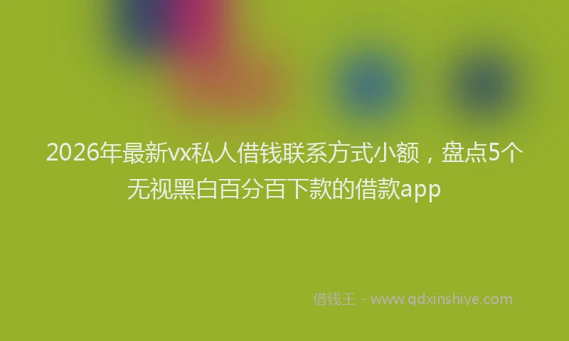 2026年最新vx私人借钱联系方式小额，盘点5个无视黑白百分百下款的借款app
