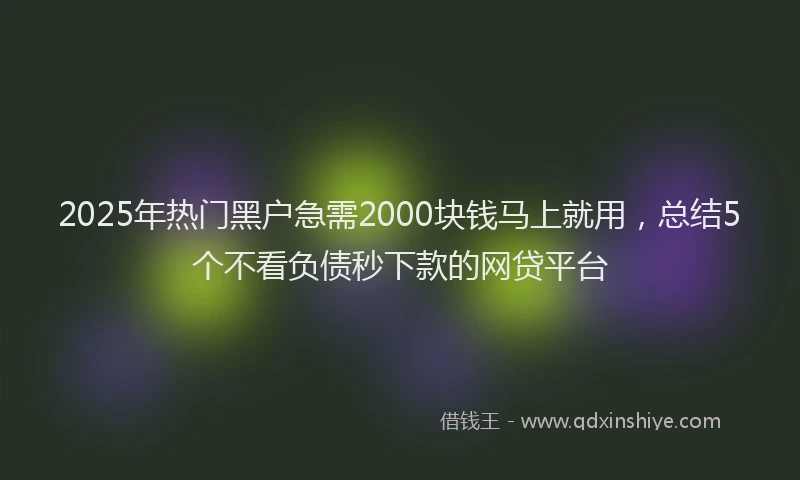 2025年热门黑户急需2000块钱马上就用,总结5个不看负债秒下款的网贷平台