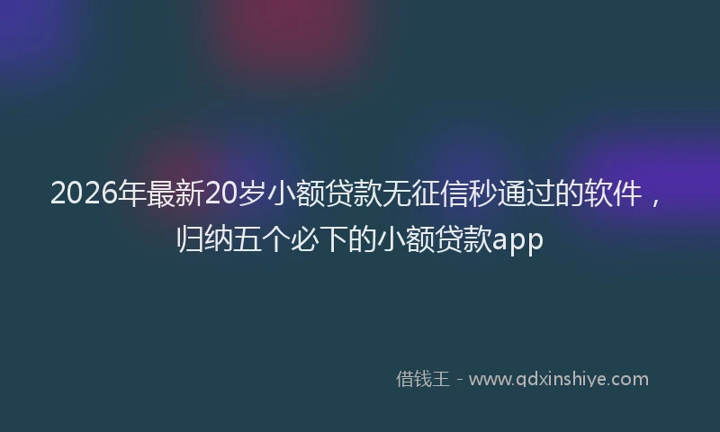 2026年最新20岁小额贷款无征信秒通过的软件,归纳五个必下的小额贷款app