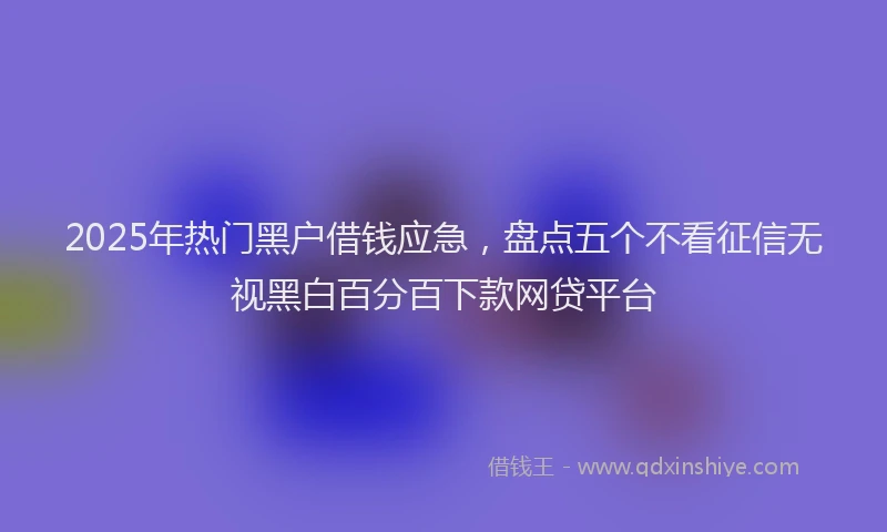 2025年热门黑户借钱应急,盘点五个不看征信无视黑白百分百下款网贷平台