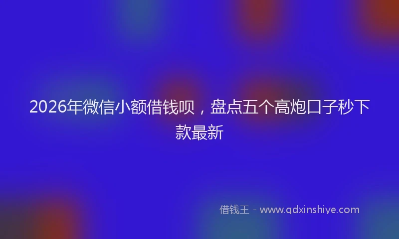 2026年微信小额借钱呗，盘点五个高炮口子秒下款最新