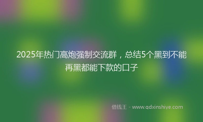 2025年热门高炮强制交流群，总结5个黑到不能再黑都能下款的口子