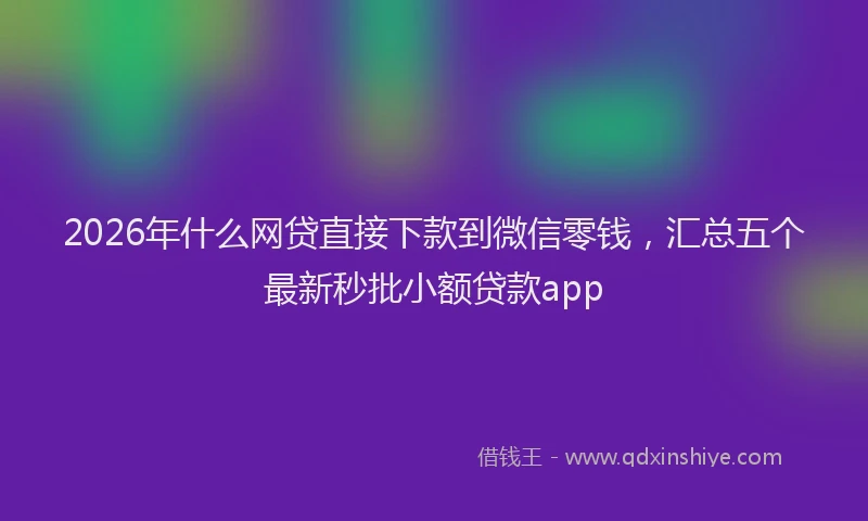2026年什么网贷直接下款到微信零钱，汇总五个最新秒批小额贷款app