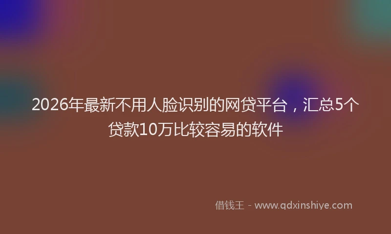 2026年最新不用人脸识别的网贷平台，汇总5个贷款10万比较容易的软件