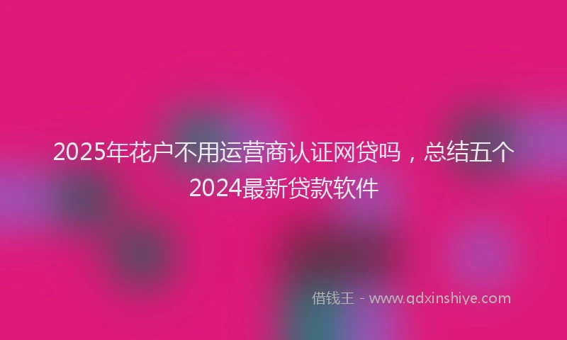 2025年花户不用运营商认证网贷吗，总结五个2024最新贷款软件