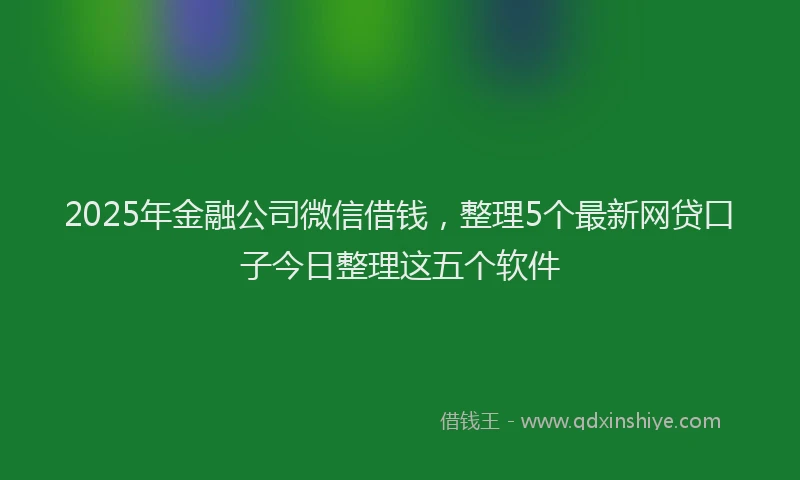 2025年金融公司微信借钱，整理5个最新网贷口子今日整理这五个软件