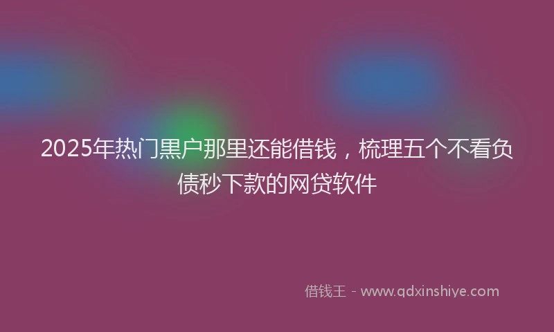 2025年热门黒户那里还能借钱，梳理五个不看负债秒下款的网贷软件