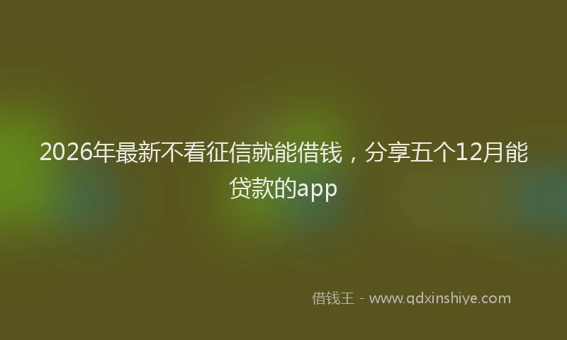 2026年最新不看征信就能借钱，分享五个12月能贷款的app