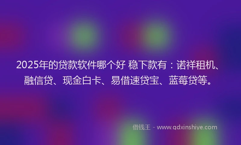 2025年的贷款软件哪个好 稳下款有：诺祥租机、融信贷、现金白卡、易借速贷宝、蓝莓贷等。