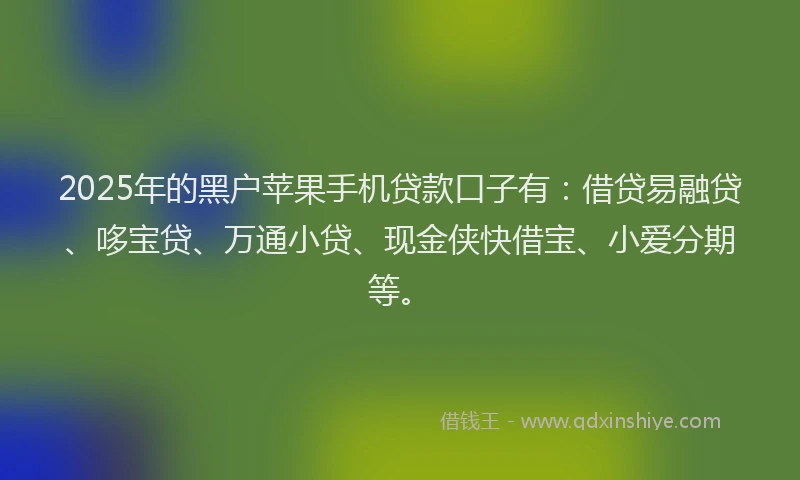 2025年的黑户苹果手机贷款口子有：借贷易融贷、哆宝贷、万通小贷、现金侠快借宝、小爱分期等。