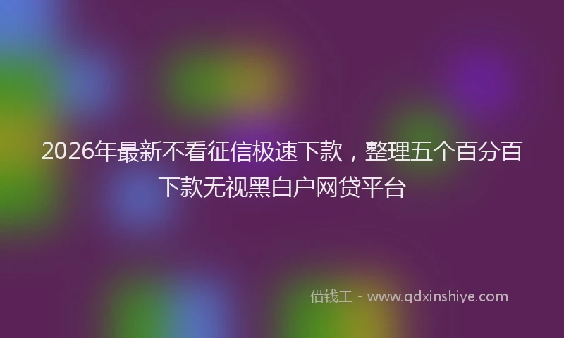 2026年最新不看征信极速下款,整理五个百分百下款无视黑白户网贷平台