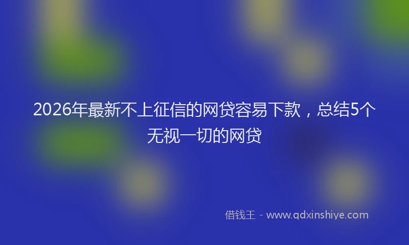 2026年最新不上征信的网贷容易下款，总结5个无视一切的网贷