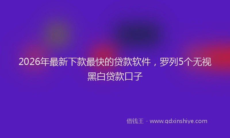 2026年最新下款最快的贷款软件，罗列5个无视黑白贷款口子