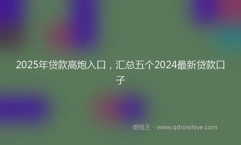 2025年贷款高炮入口，汇总五个2024最新贷款口子