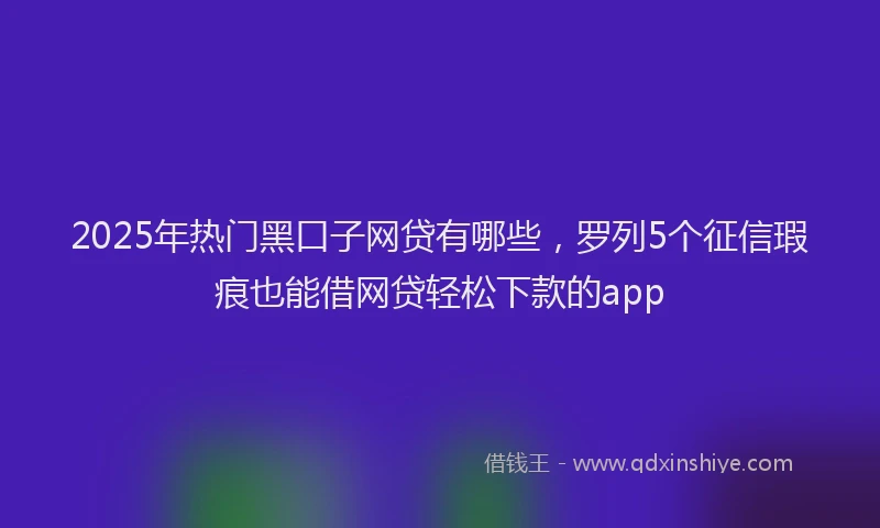 2025年热门黑口子网贷有哪些，罗列5个征信瑕疵也能借网贷轻松下款的app