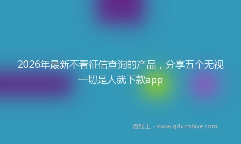 2026年最新不看征信查询的产品,分享五个无视一切是人就下款app