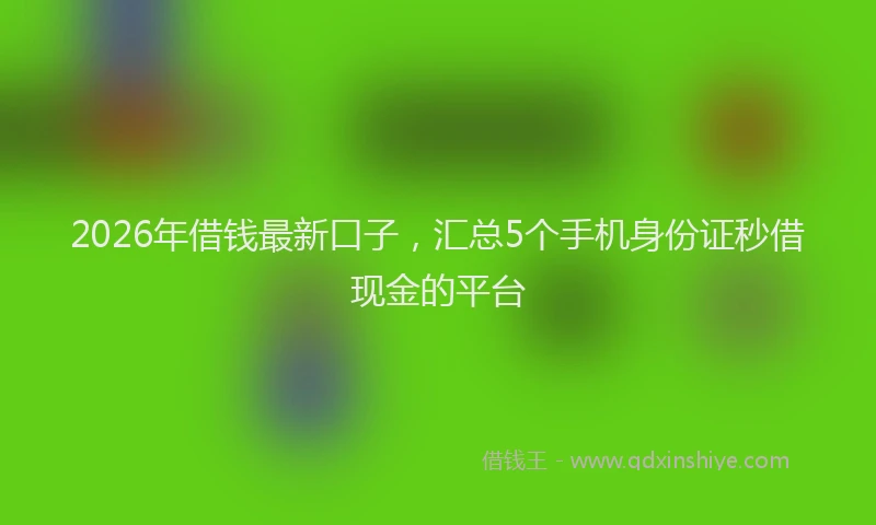2026年借钱最新口子，汇总5个手机身份证秒借现金的平台