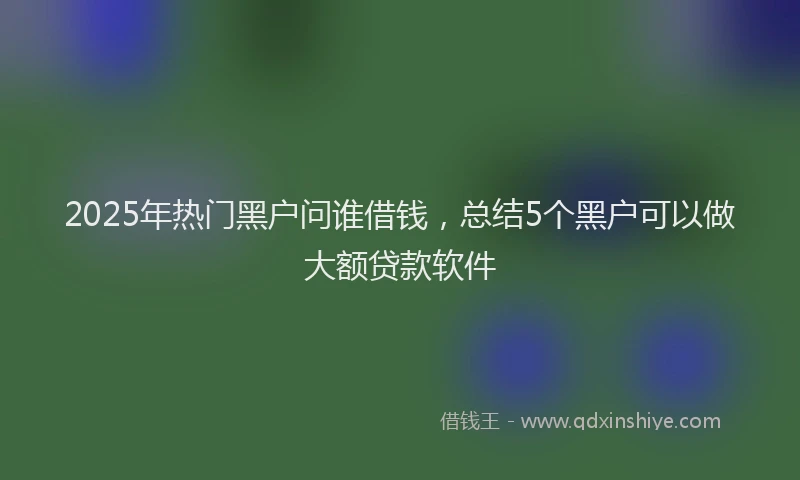 2025年热门黑户问谁借钱，总结5个黑户可以做大额贷款软件