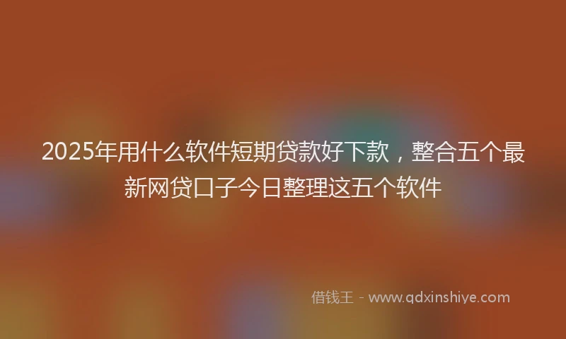 2025年用什么软件短期贷款好下款，整合五个最新网贷口子今日整理这五个软件