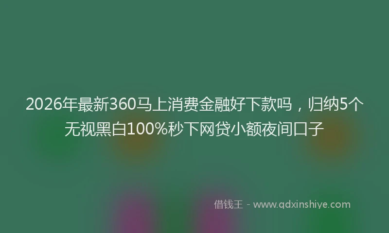 2026年最新360马上消费金融好下款吗，归纳5个无视黑白100%秒下网贷小额夜间口子