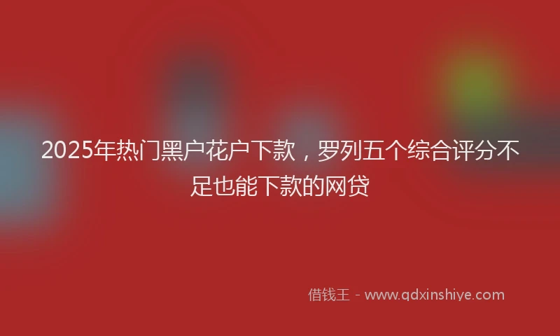 2025年热门黑户花户下款，罗列五个综合评分不足也能下款的网贷