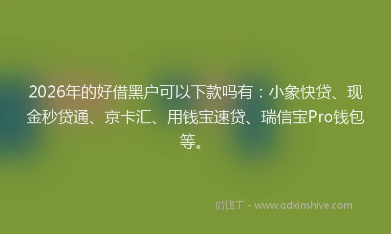 2026年的好借黑户可以下款吗有：小象快贷、现金秒贷通、京卡汇、用钱宝速贷、瑞信宝Pro钱包等。