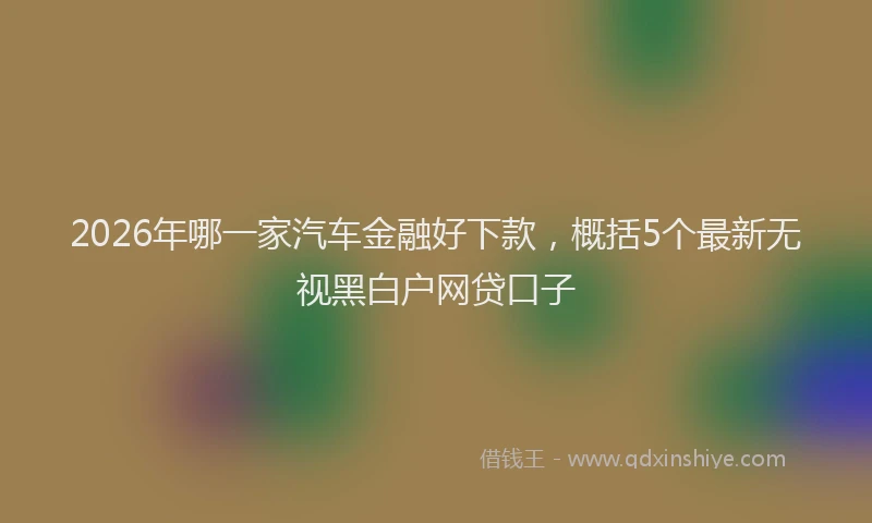 2026年哪一家汽车金融好下款，概括5个最新无视黑白户网贷口子