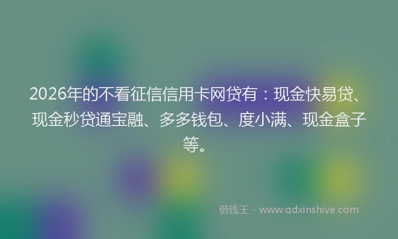 2026年的不看征信信用卡网贷有:现金快易贷、现金秒贷通宝融、多多钱包、度小满、现金盒子等。