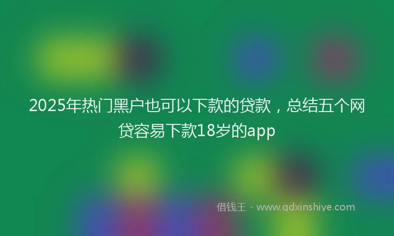 2025年热门黑户也可以下款的贷款，总结五个网贷容易下款18岁的app