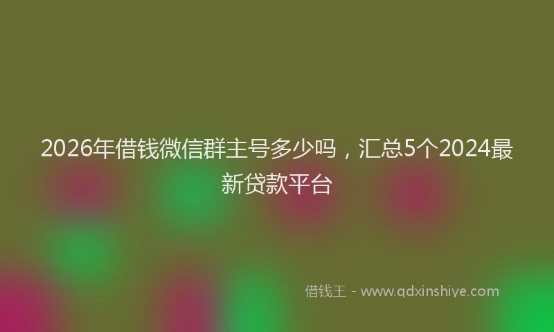 2026年借钱微信群主号多少吗，汇总5个2024最新贷款平台
