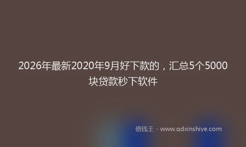 2026年最新2020年9月好下款的，汇总5个5000块贷款秒下软件
