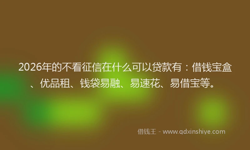 2026年的不看征信在什么可以贷款有:借钱宝盒、优品租、钱袋易融、易速花、易借宝等。